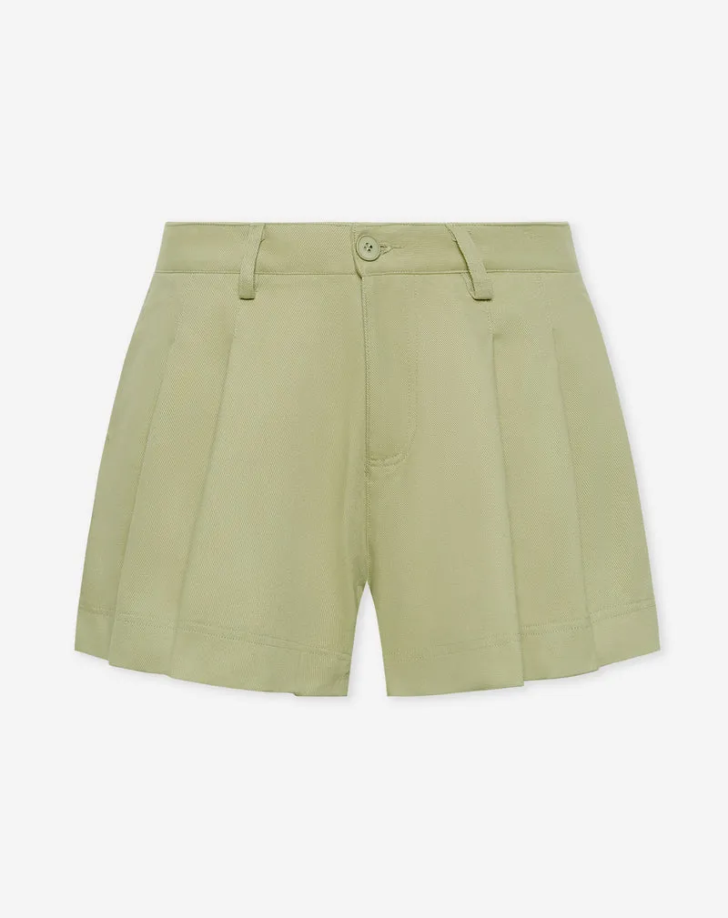NAMI PLEATED TWILL SHORTS GROEN