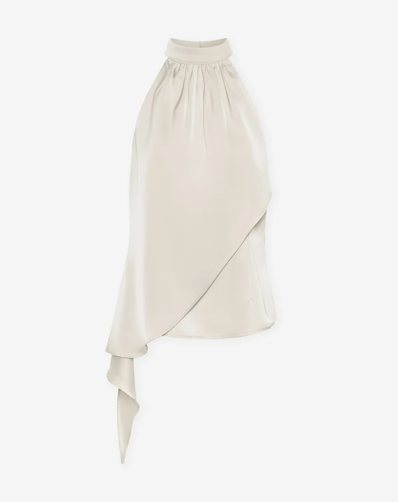 VICE SATIN HALTER TOP CRÈME