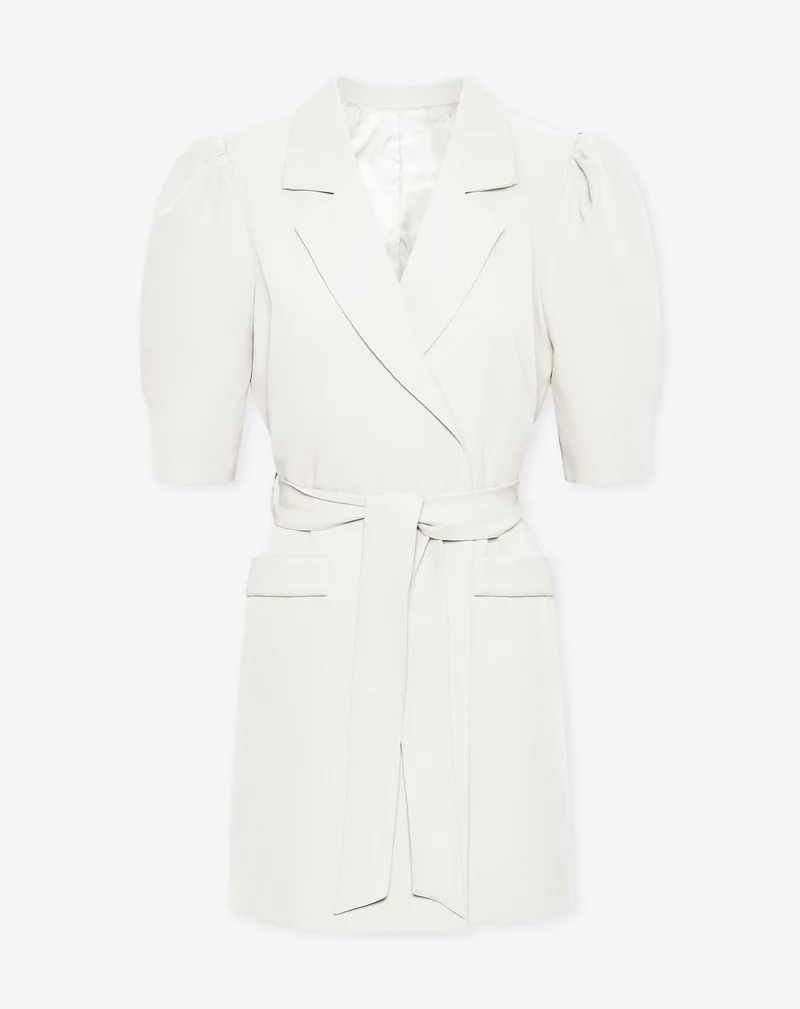 SEMMIE PUFF SHOULDER BLAZER DRESS OFF WHITE