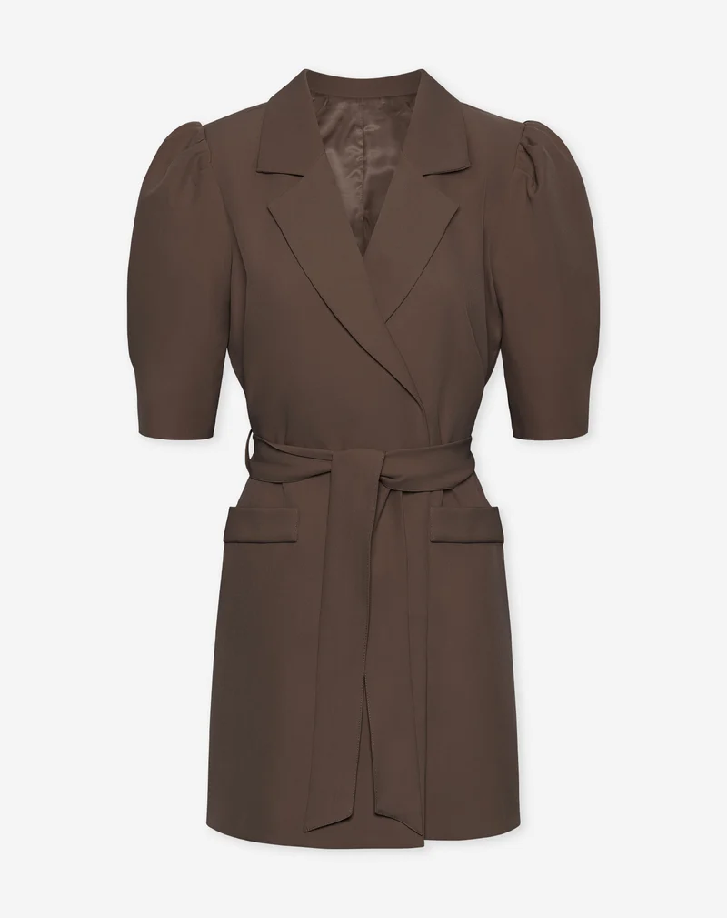 SEMMIE PUFF SHOULDER BLAZER DRESS BRUIN