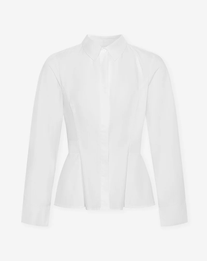 POPLIN PLEATED PEPLUM BLOUSE WIT