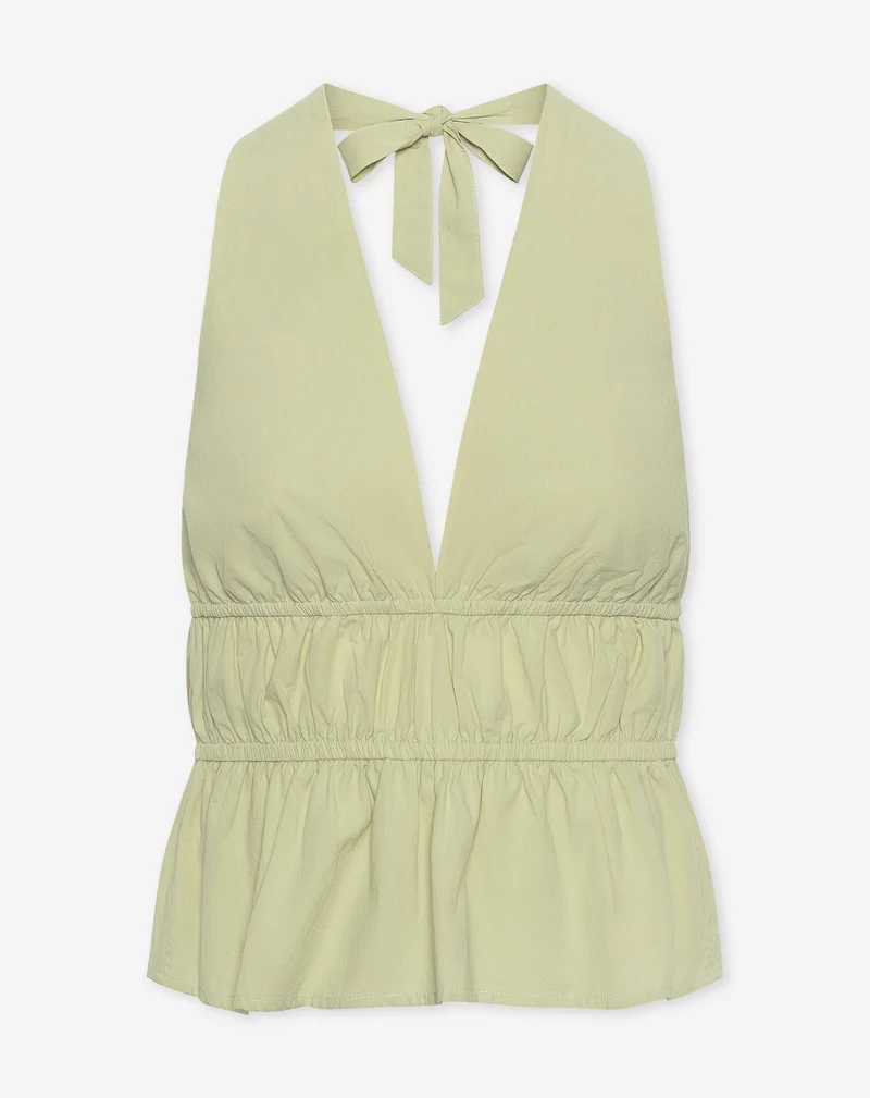 KIRA PEPLUM HALTER TOP SALIEGROEN