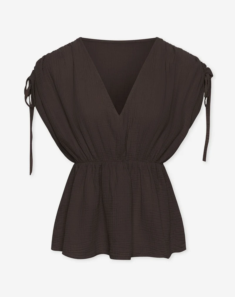 MOUSSELINE PEPLUM TOP BRUIN