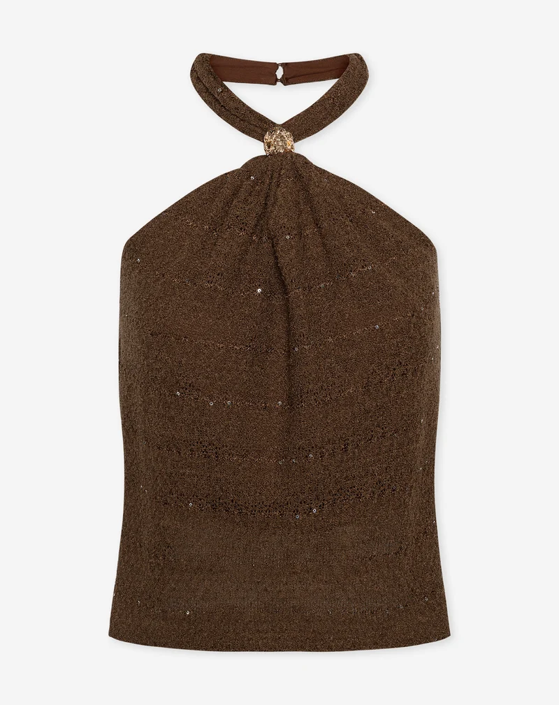 NOREEN KNIT HALTER TOP BRUIN
