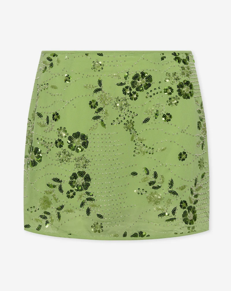 FEMMIE SEQUIN FLOWER SKIRT GROEN