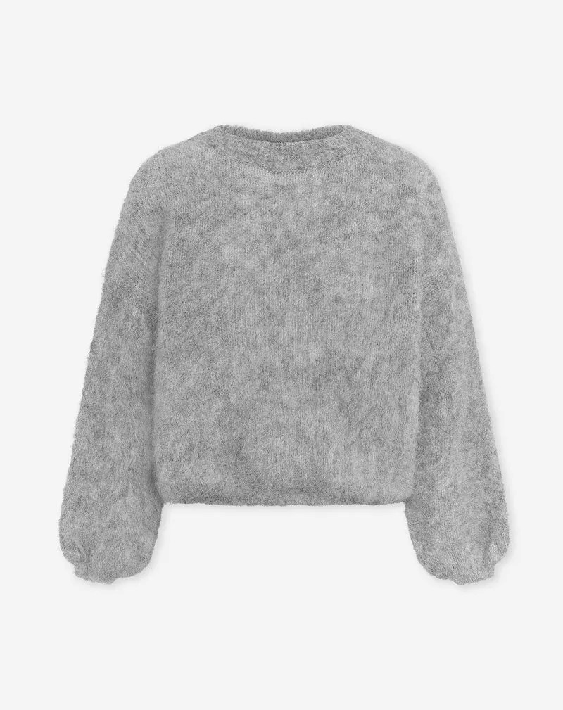 BRUSHED MOHAIR KNIT GRIJS