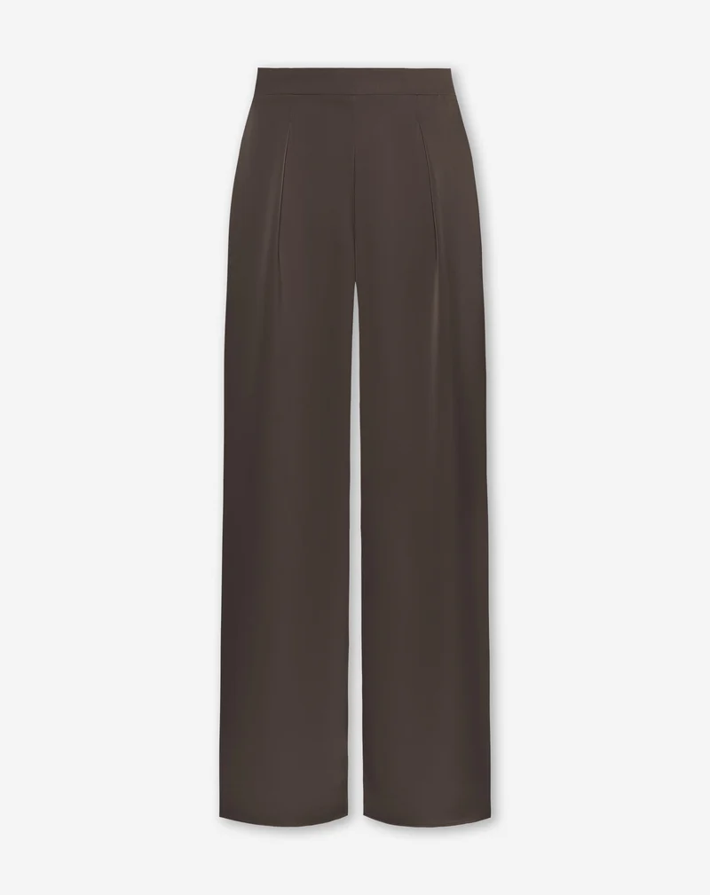 VICE PLEATED SATIN WIDE LEG PANTS PETITE BRUIN