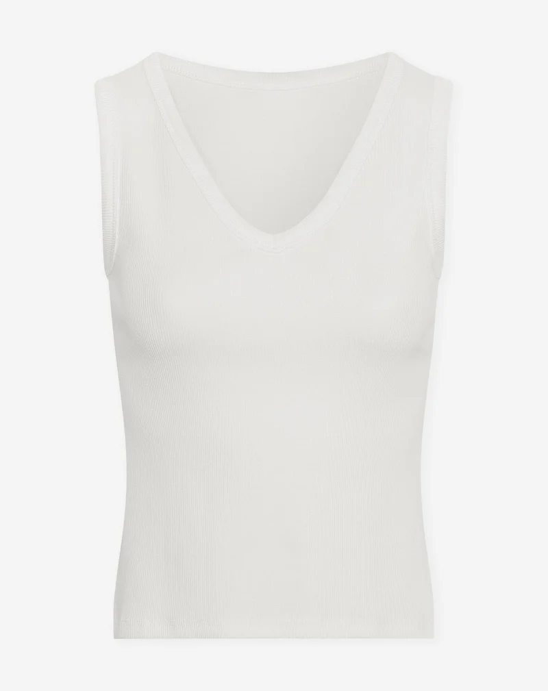 SLEEVELESS VNECK RIB TOP CRÈME