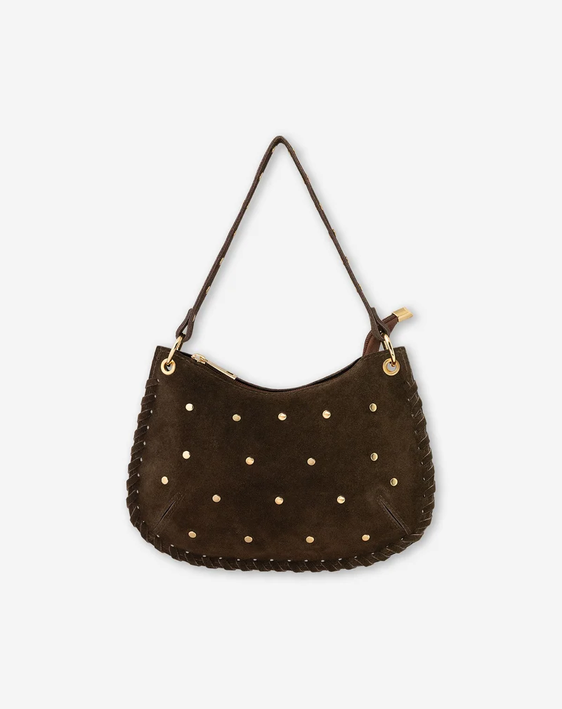 STUD SUEDE BAG DONKERBRUIN