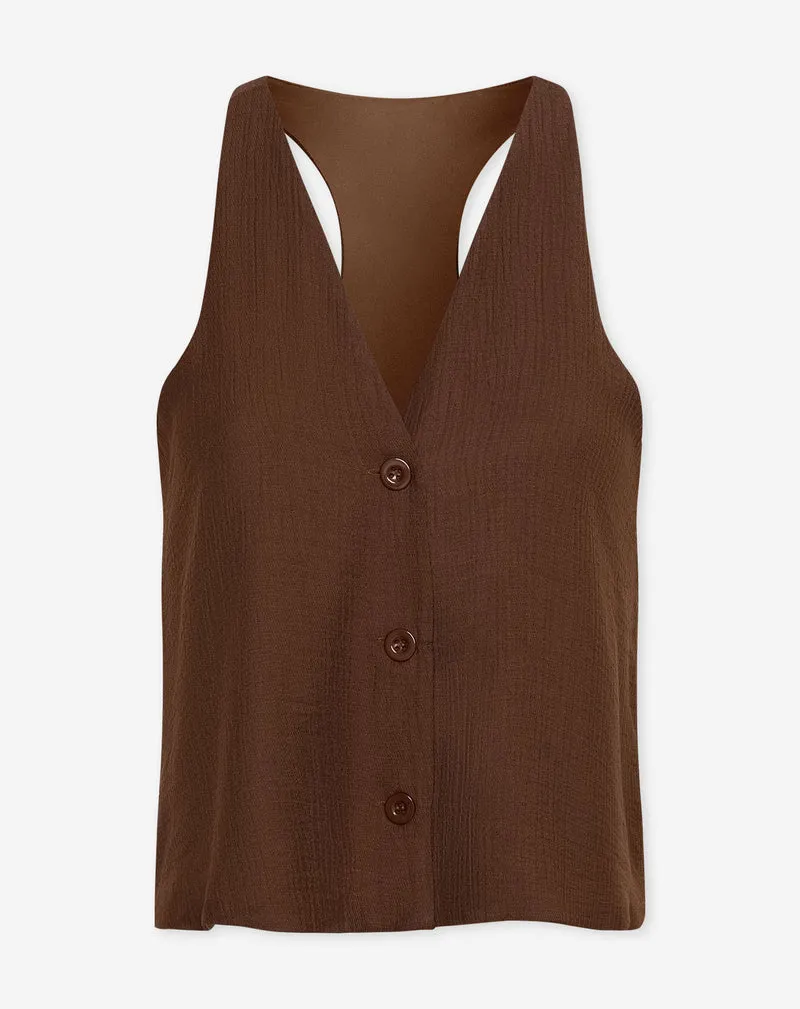 VIVIAN VISCOSE GILET BRUIN