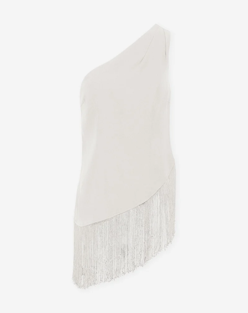 FRINGE ONE SHOULDER TOP OFF WHITE