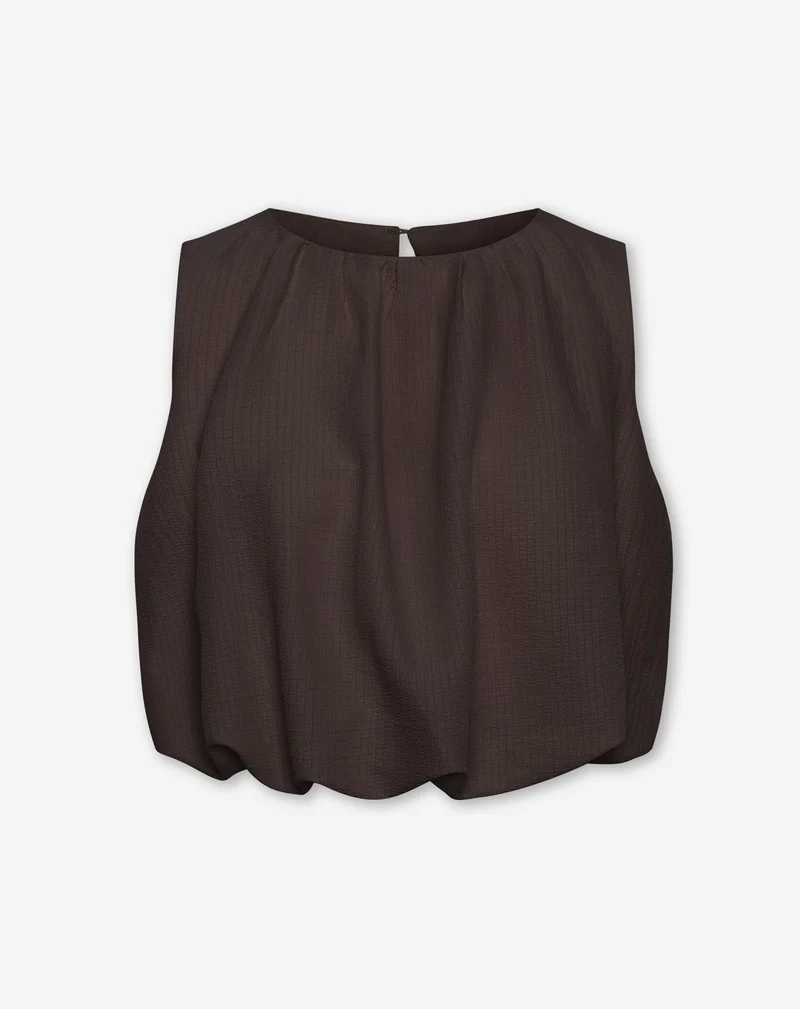 MIKA BUBBLE HEM TOP BRUIN