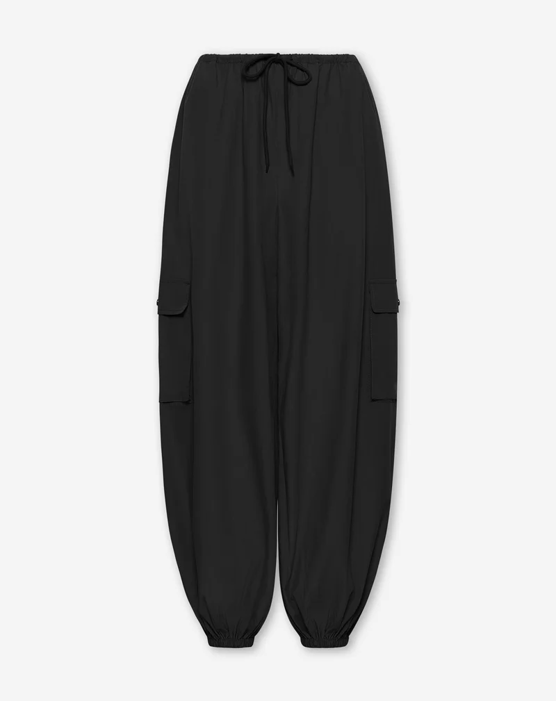 PEGGY POPLIN CARGO BALLOON PANTS PETITE ZWART