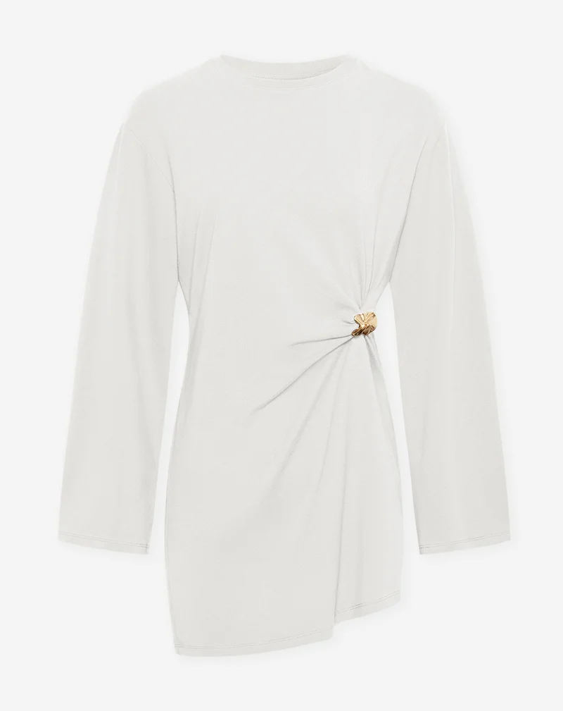 BROCHE LONGSLEEVE TEE DRESS CRÈME