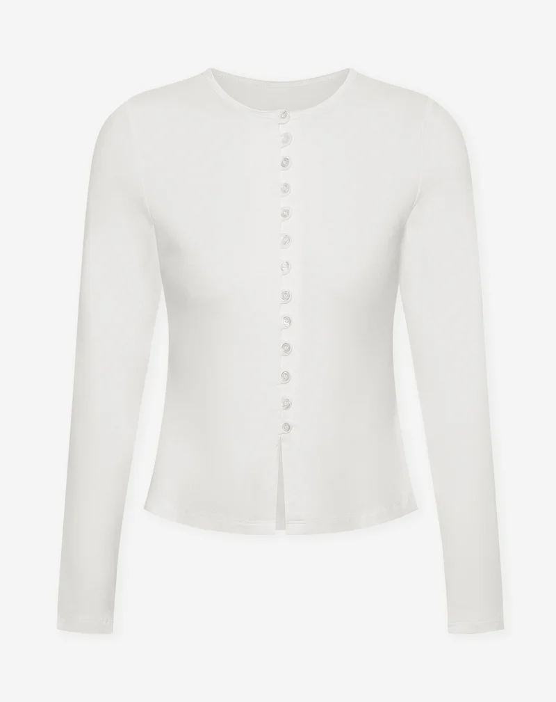 BUTTON LONGSLEEVE TOP CRÈME