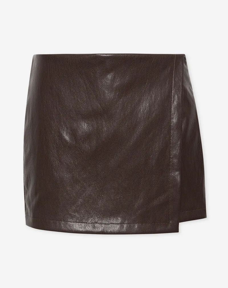 FAUX LEATHER SKORT BRUIN