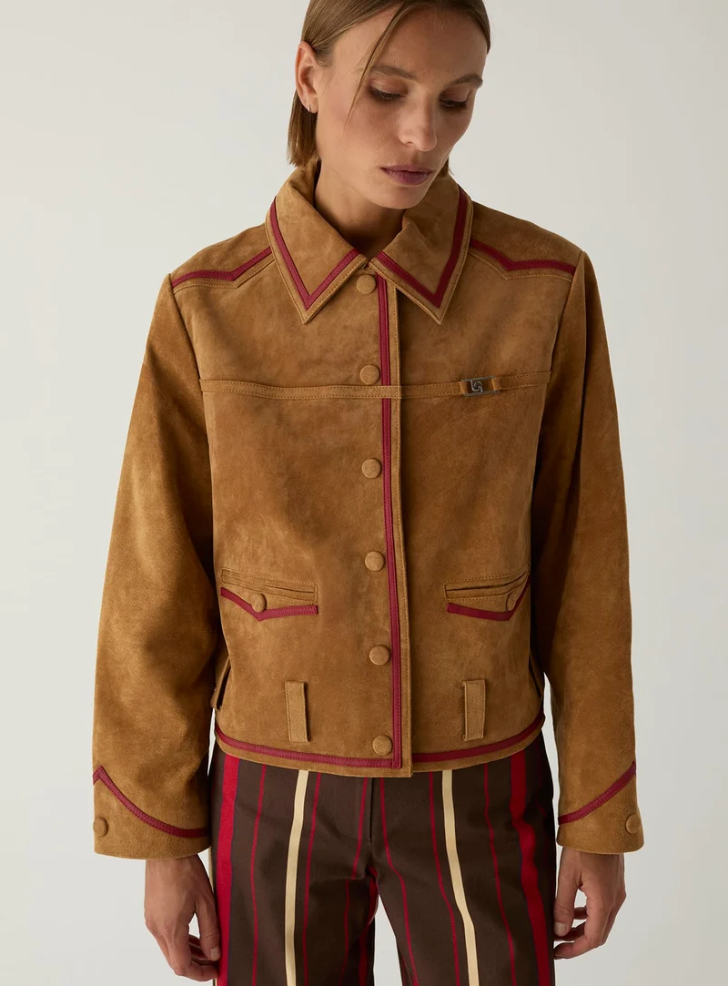 AVELINE REAL SUEDE CAMEL JACKET