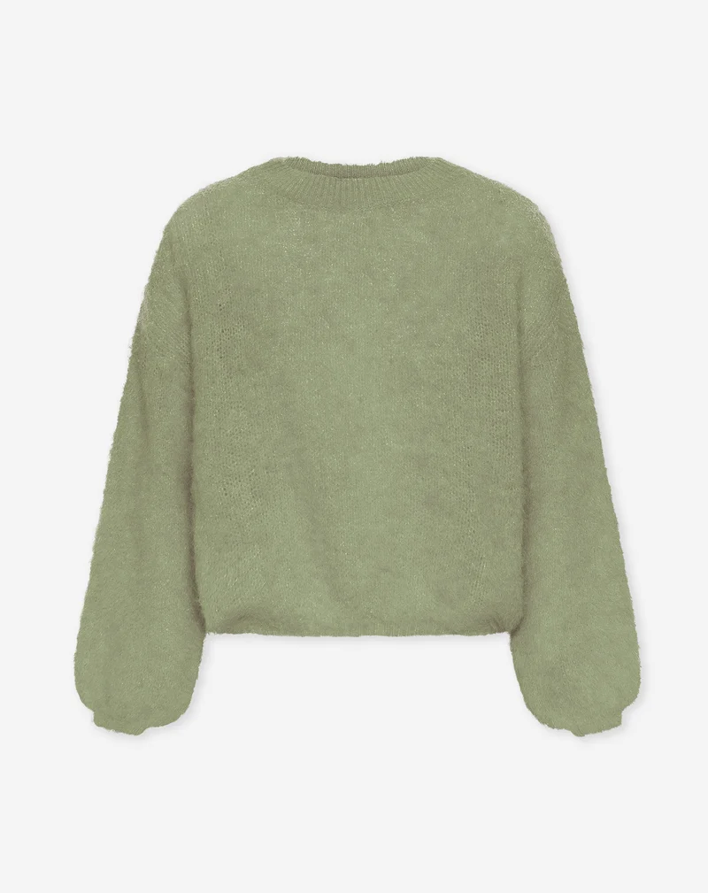 BRUSHED MOHAIR KNIT OLIJFGROEN