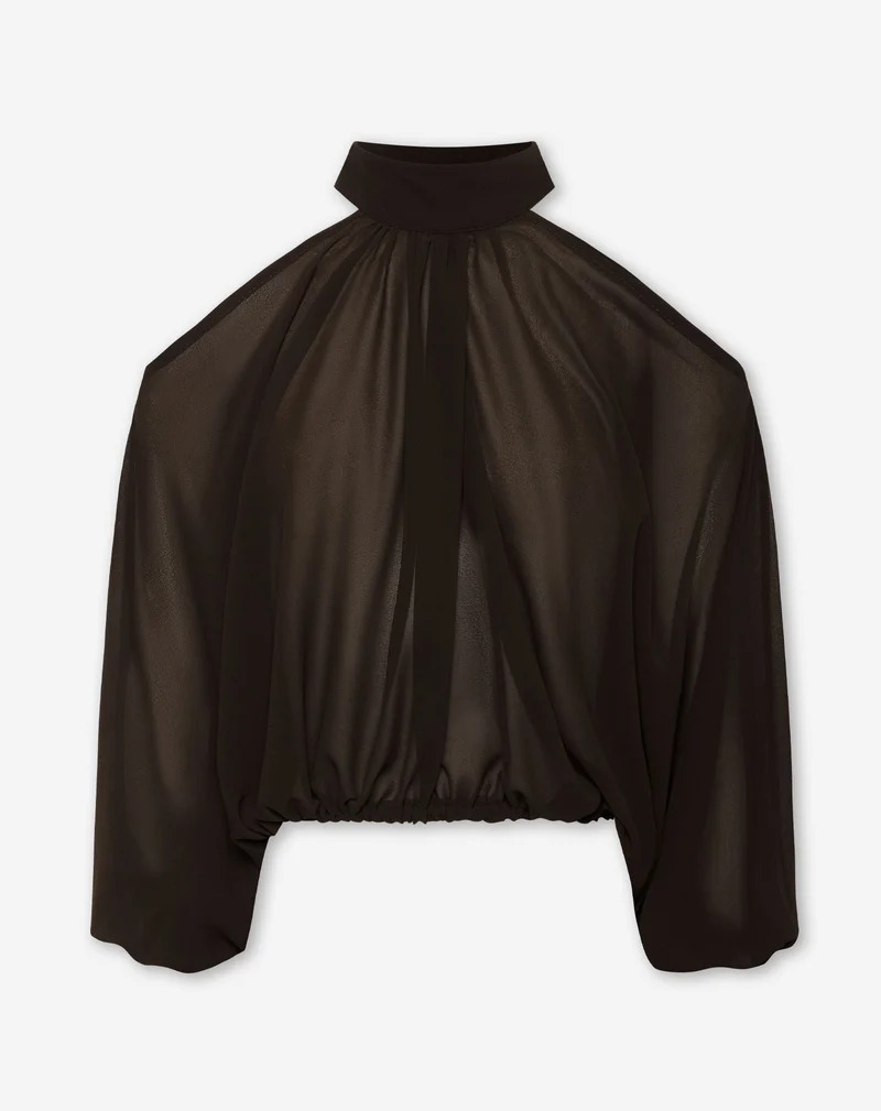 CHIFFON OPEN SHOULDER TOP BRUIN