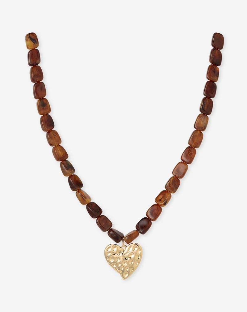 AILEEN HEART BEADS NECKLACE BRUIN