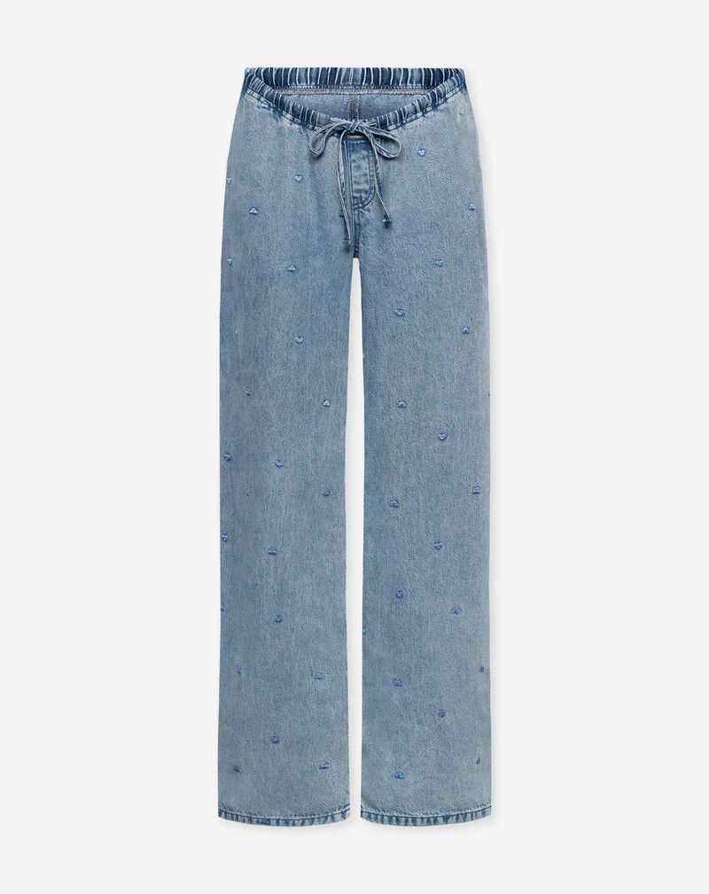 HEART CORD WIDE LEG JEANS MATERNITY BLAUW
