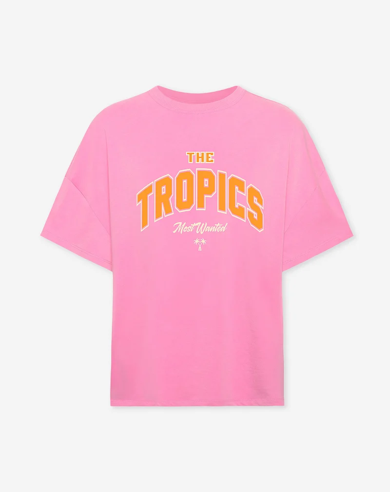 THE TROPICS OVERSIZED TEE ROZE