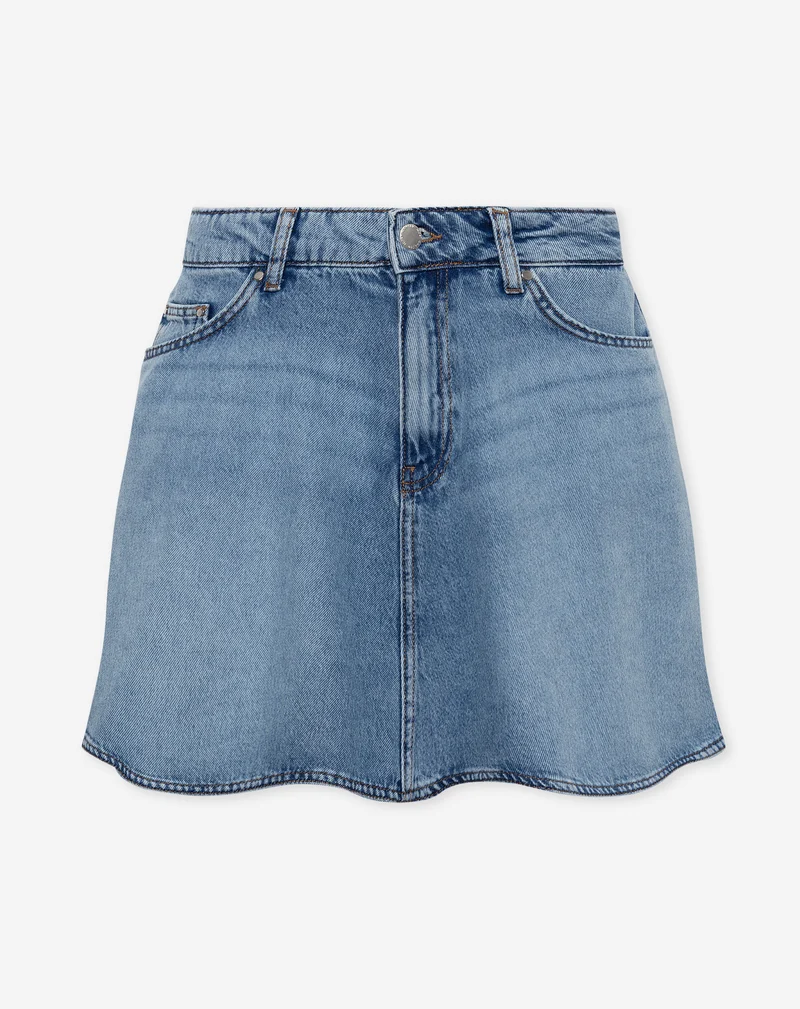 LOTTE DENIM BUTTERFLY SKIRT MID BLAUW