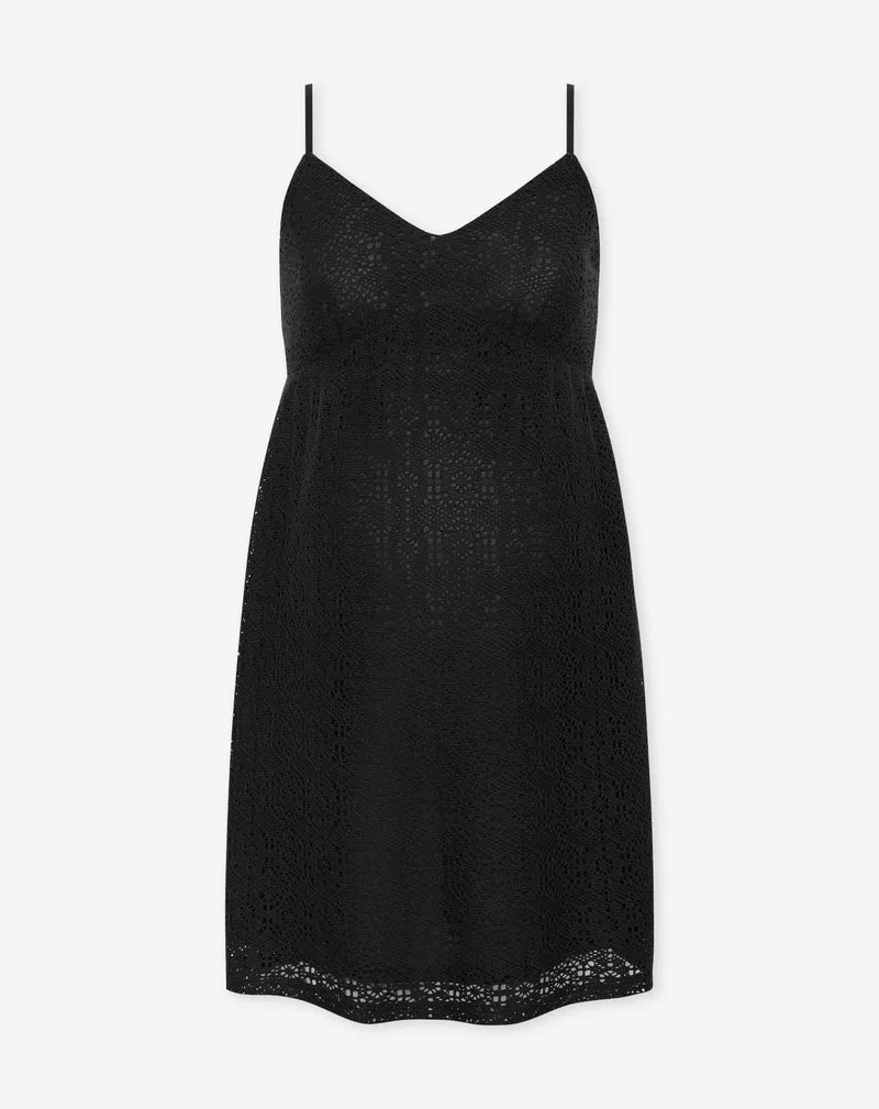 CHRISTIE CROCHET MATERNITY DRESS ZWART