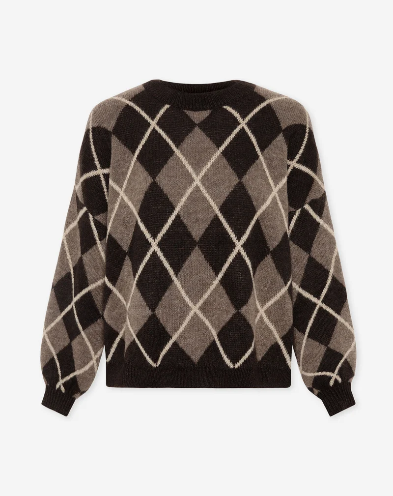 JAYLIN CHECK KNIT BRUIN