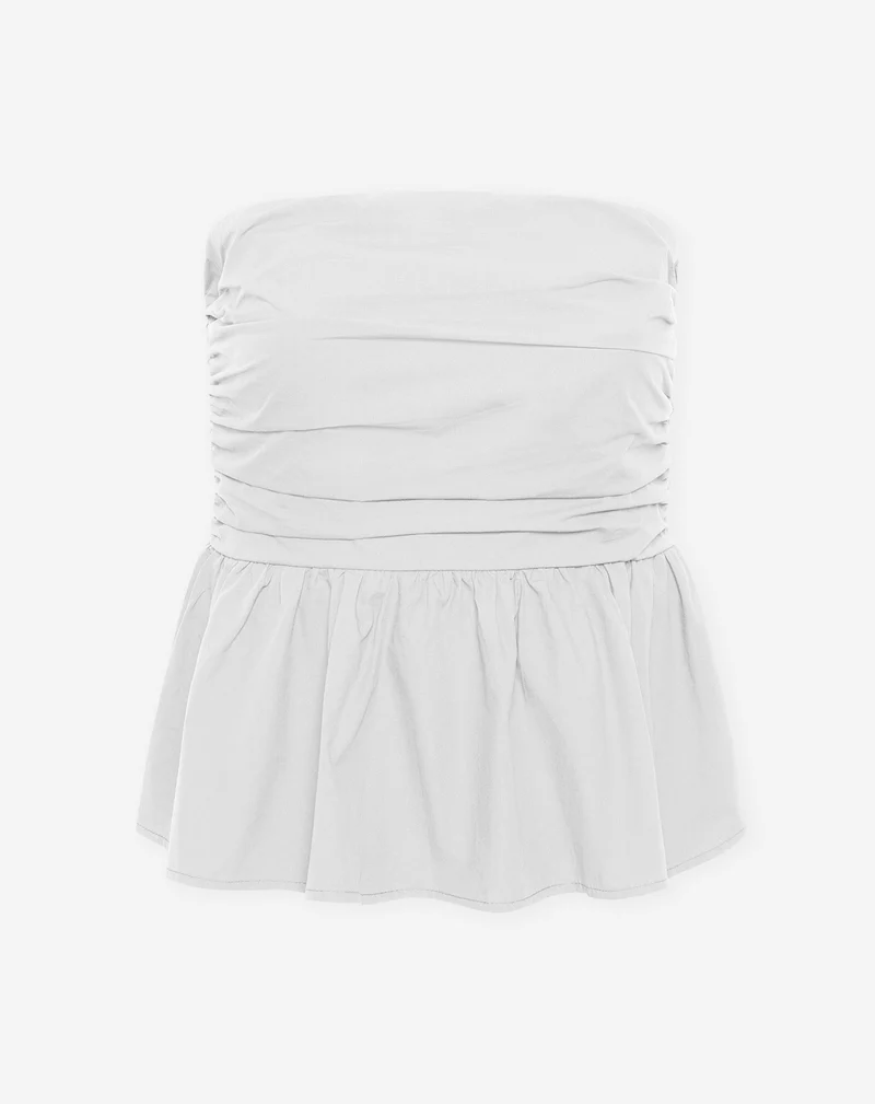 PEGGY POPLIN STRAPLESS PEPLUM TOP WIT