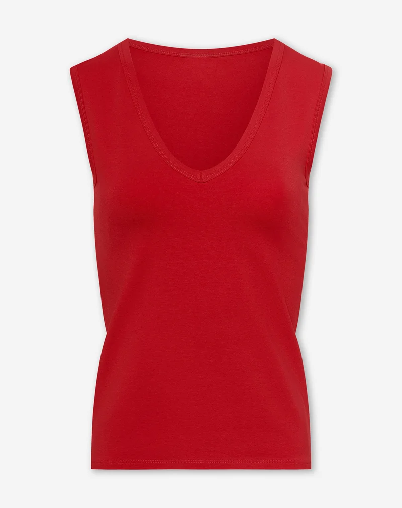 SLEEVELESS VNECK TOP ROOD