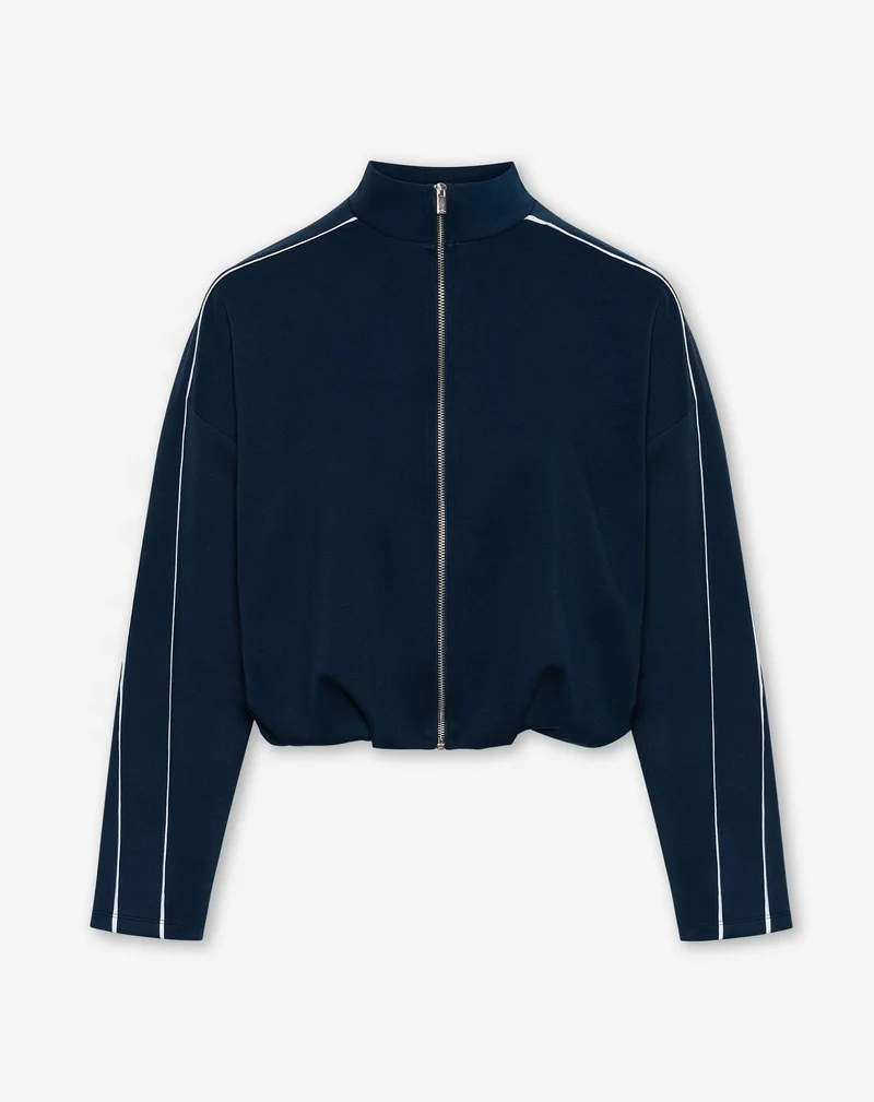 SCUBA PIPING ZIP SWEAT DONKERBLAUW