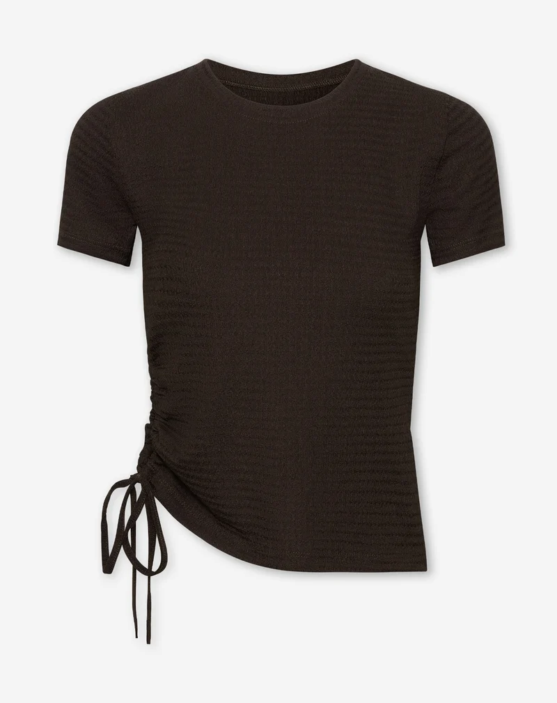 STRUCTURE SHORT SLEEVE TOP DONKERBRUIN