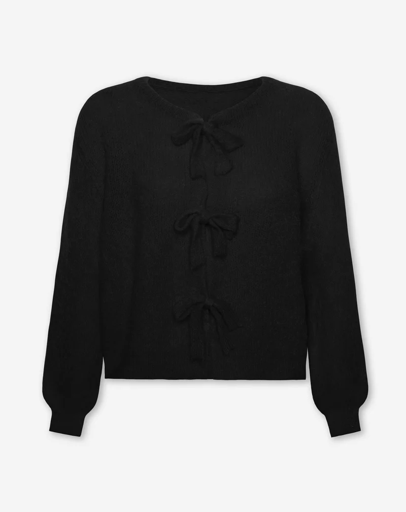 BOW CARDIGAN ZWART