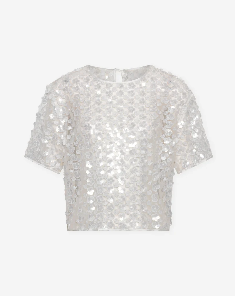 ROWY BOXY SEQUIN FLOWER TOP WIT