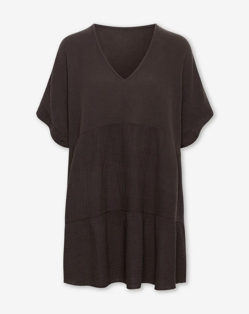 MARLEEN MOUSSELINE PANEL DRESS BRUIN