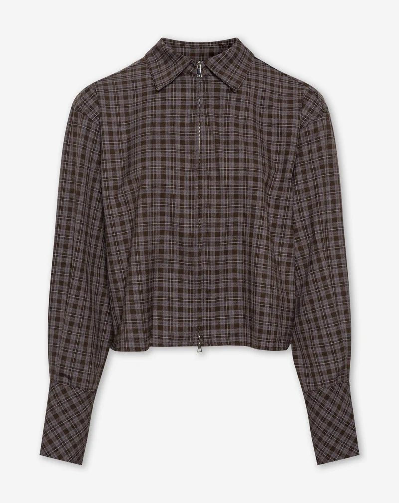 LALOU ZIPPER CHECK BLOUSE BRUIN