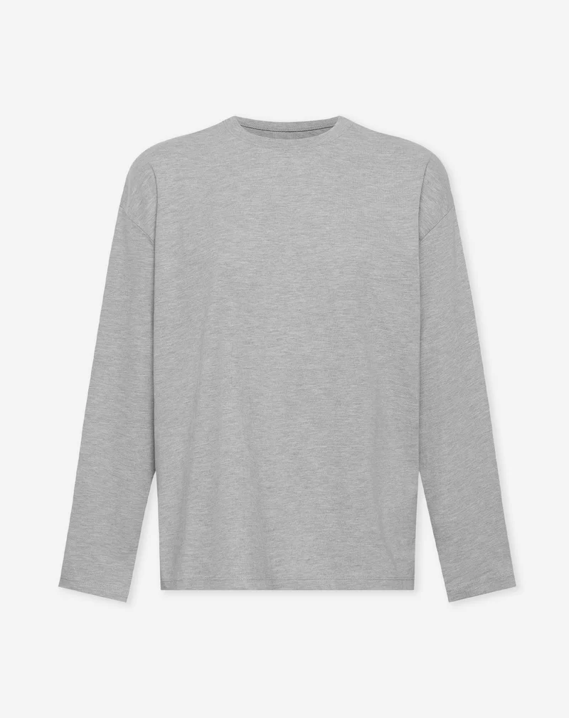 BASIC LONG SLEEVE OVERSIZED TEE GRIJS MELANGE