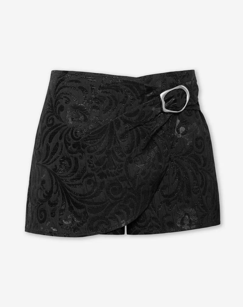 JACQUARD BUCKLE SKORT ZWART