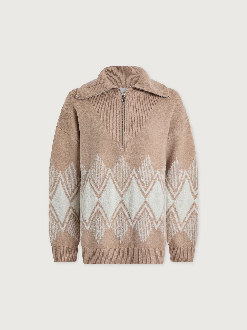 Betty Jacquard Half-Zip Knit