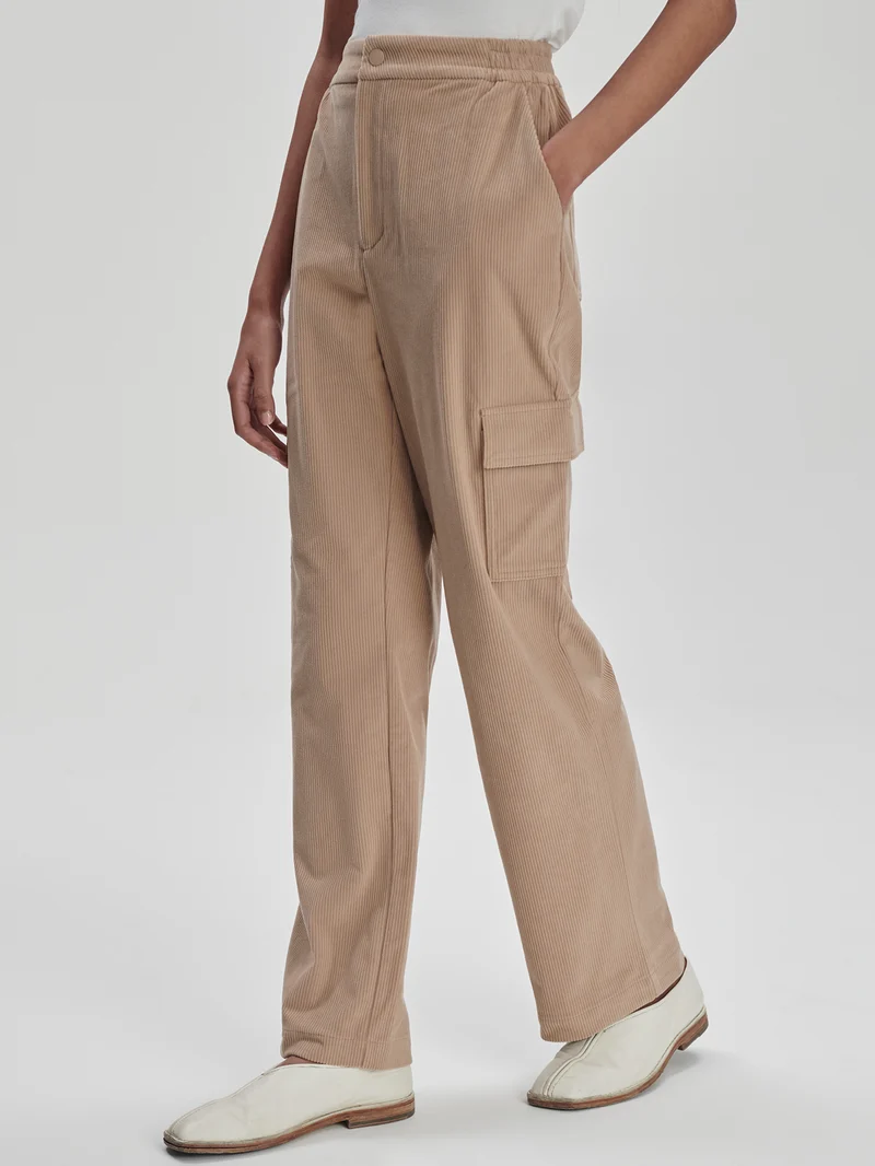 Plush Cord Straight Cargo Trouser Long