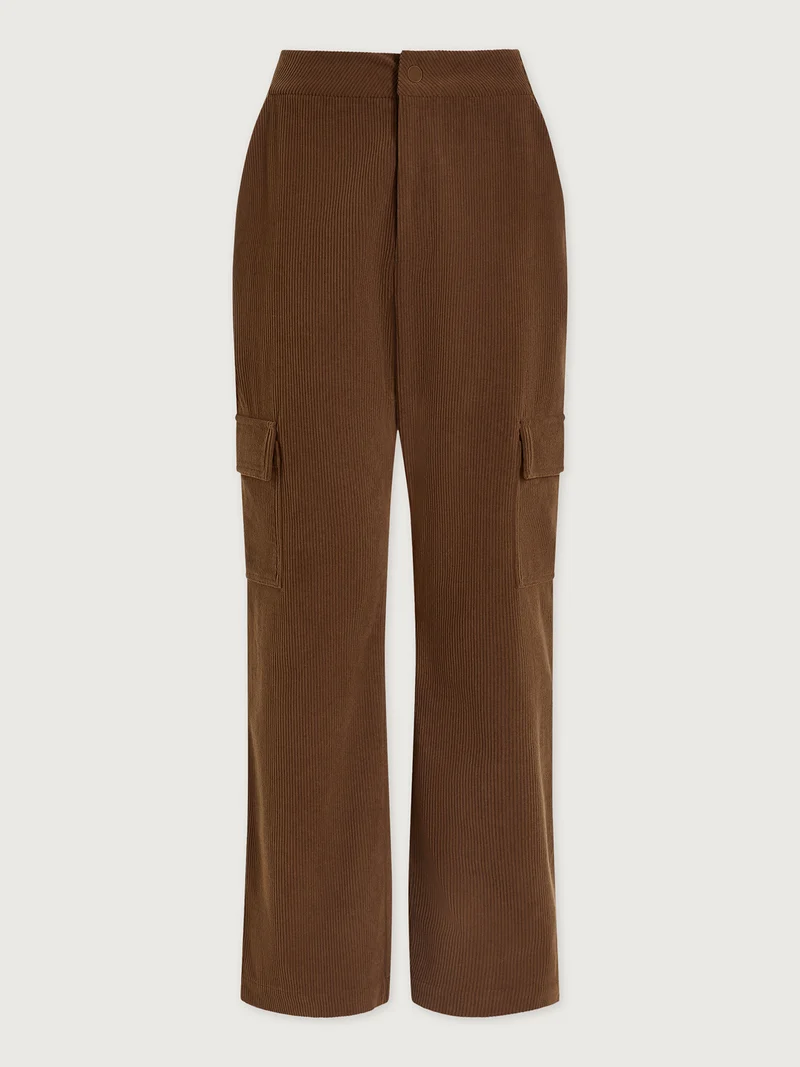 Plush Cord Straight Cargo Trouser Long