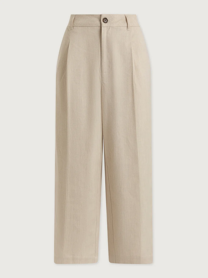 Soft Cotton Crop Wide Leg Trouser