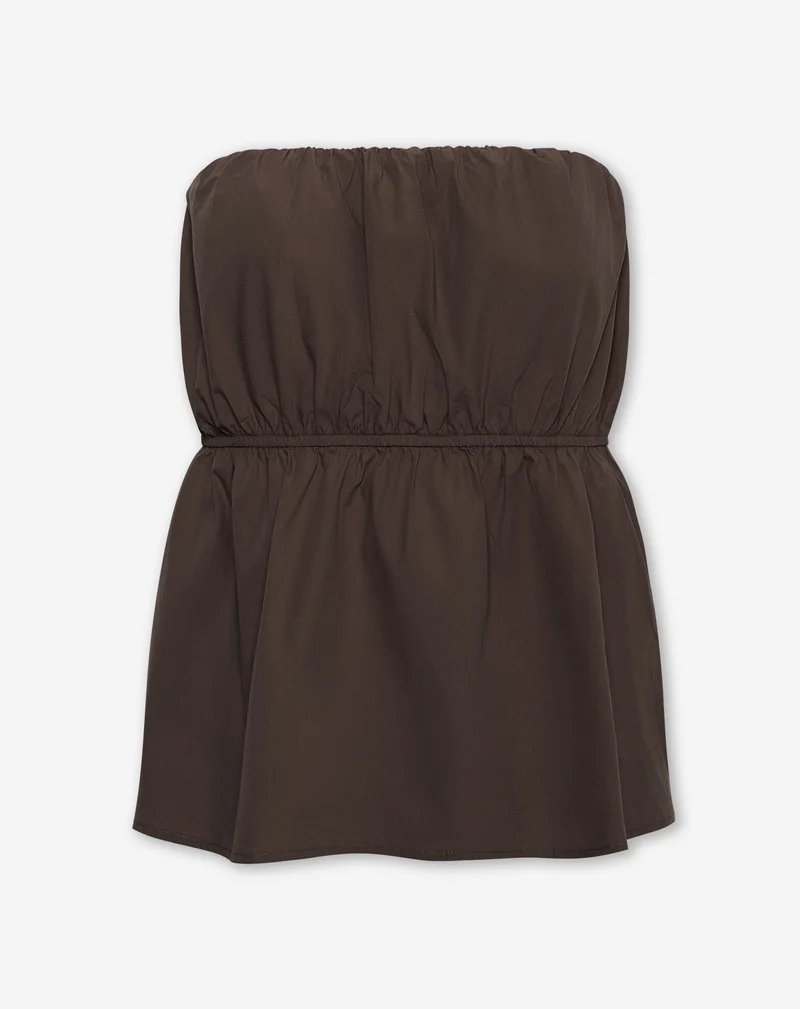 PEGGY POPLIN STRAPLESS TOP BRUIN