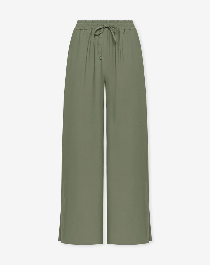 DAVINA VISCOSE SLIT PANTS PETITE LEGERGROEN