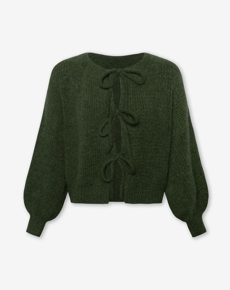 VIVI BOW CARDIGAN LEGERGROEN