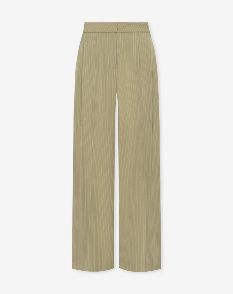 SELLAH PANTALON TALL PIN STRIPE OLIJFGROEN