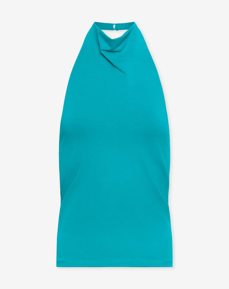 TAMAR DRAPED HALTER TOP TURQUOISE
