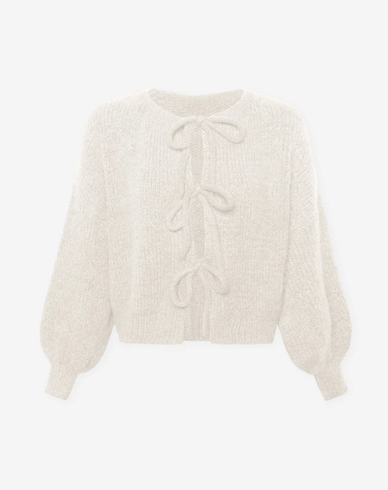 VIVI BOW CARDIGAN CRÈME