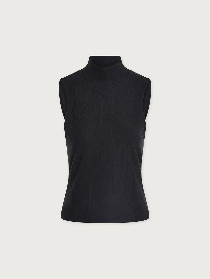 Modal Rib Mock Neck Fitted Tank
